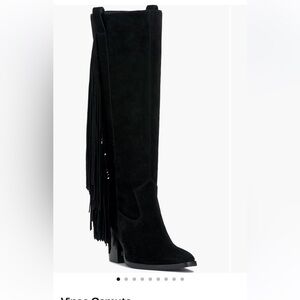 Vince Camuto Pelia Fringe Knee High Boot (Women) (Wide Calf)